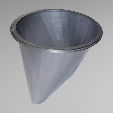 Sandtrichter aus 5 mm Spezialstahl, hartverchromt, gegen Abrasion und Sandbrückenbildung