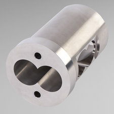 Zylindrische Extruder-Gehäusebüchse aus Metall mit ovaler Doppelschnecken-Öffnung und präzisen Bohrungen