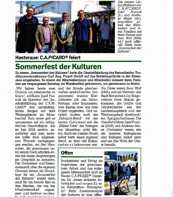 Unser „Sommerfest der Kulturen“ am 31.08.2024